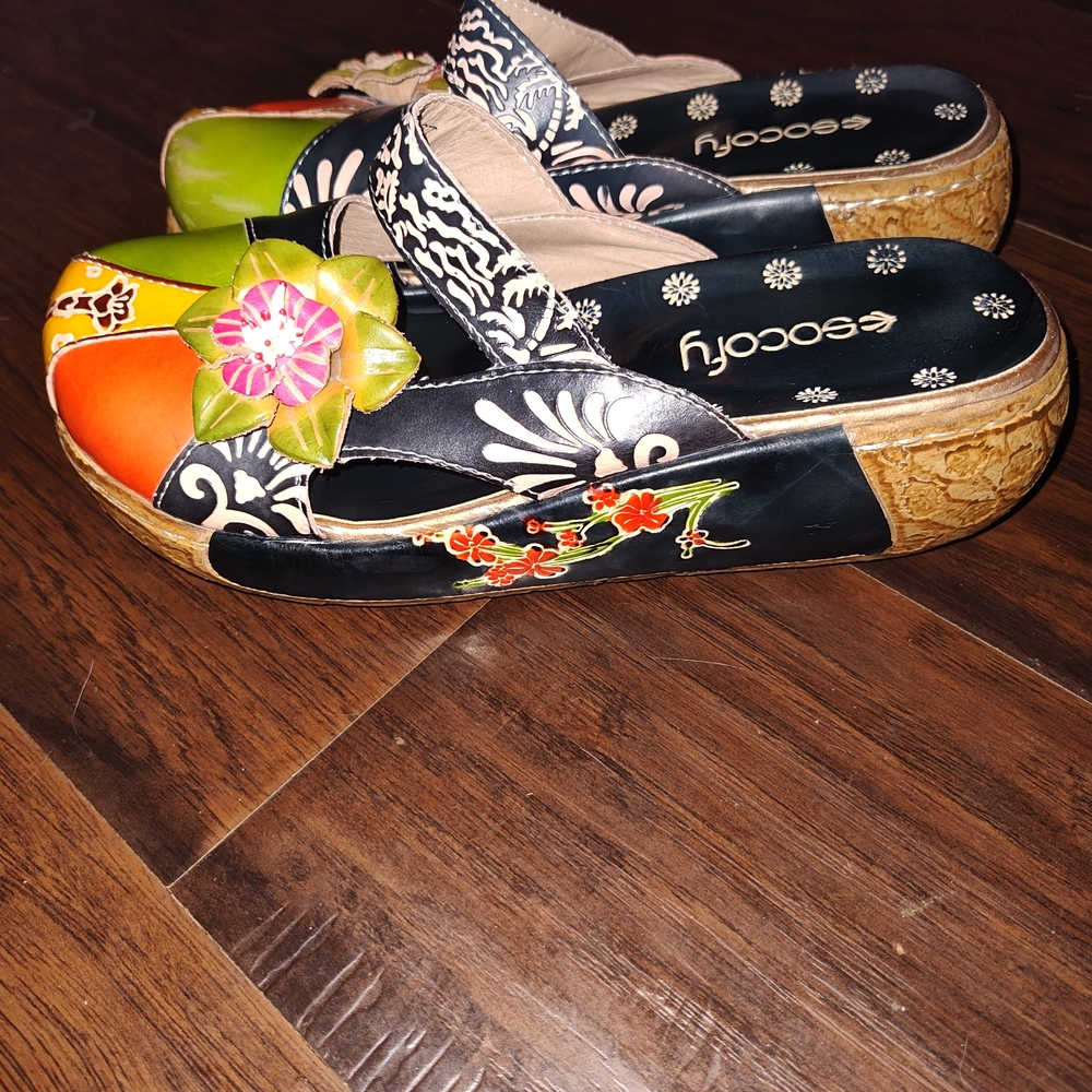 Socofy Women's Multicolor Clog Floral Artistry Sandals Crazy Cool